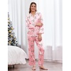 Ekouaer Womens Silk Pajama Set Long Sleeve Button Down Ruffle Satin PJs(Christmas-pink Santa Pjs)
