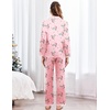 Ekouaer Womens Silk Pajama Set Long Sleeve Button Down Ruffle Satin PJs(Christmas-pink Santa Pjs)