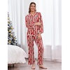 Ekouaer Womens Silk Pajama Set Long Sleeve Button Down Ruffle Satin PJs(Christmas-santa Printed Pjs)