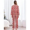Ekouaer Womens Silk Pajama Set Long Sleeve Button Down Ruffle Satin PJs(Christmas-santa Printed Pjs)