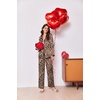 Ekouaer Womens Silk Pajama Set Long Sleeve Button Down Ruffle Satin PJs(Classic Leopard)