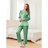 Ekouaer Womens Silk Pajama Set Long Sleeve Button Down Ruffle Satin PJs(Gossamer Green)