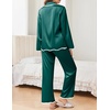Ekouaer Womens Silk Pajama Set Long Sleeve Button Down Ruffle Satin PJs(Green)
