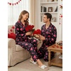 Ekouaer Womens Silk Pajama Set Long Sleeve Button Down Ruffle Satin PJs(Heart‑print Black)