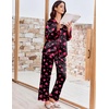 Ekouaer Womens Silk Pajama Set Long Sleeve Button Down Ruffle Satin PJs(Heart‑print Black)