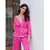 Ekouaer Womens Silk Pajama Set Long Sleeve Button Down Ruffle Satin PJs(Pink Leopard)