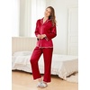 Ekouaer Womens Silk Pajama Set Long Sleeve Button Down Ruffle Satin PJs(Red)