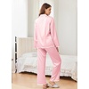 Ekouaer Womens Silk Pajama Set Long Sleeve Button Down Ruffle Satin PJs(Rose Pink)