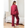 Ekouaer Womens Silk Pajama Set Long Sleeve Button Down Ruffle Satin PJs(Wine Red)