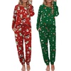 Ekouaer 2 Pack Womens Pajama Sets Long Sleeve Pjs Soft Comfy Lounge Set(Christmas Red+christmas Green2)