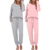 Ekouaer 2 Pack Womens Pajama Sets Long Sleeve Pjs Soft Comfy Lounge Set(Pink+light Grey)