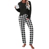 Ekouaer Womens Pajama Sets Long Sleeve Pjs Lounge Sets Joggers with Pockets(Black Plaid)