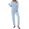 Ekouaer Womens Pajama Sets Long Sleeve Pjs Lounge Sets Joggers with Pockets(Blue Flowers)