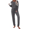 Ekouaer Womens Pajama Sets Long Sleeve Pjs Lounge Sets Joggers with Pockets(Dark Gray)