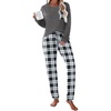 Ekouaer Womens Pajama Sets Long Sleeve Pjs Lounge Sets Joggers with Pockets(Gray Plaid)