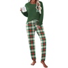 Ekouaer Womens Pajama Sets Long Sleeve Pjs Lounge Sets Joggers with Pockets(Green Plaid)