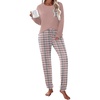 Ekouaer Womens Pajama Sets Long Sleeve Pjs Lounge Sets Joggers with Pockets(Pink Plaid)