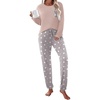 Ekouaer Womens Pajama Sets Long Sleeve Pjs Lounge Sets Joggers with Pockets(Pink-grey Star)