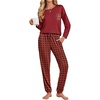 Ekouaer Womens Pajama Sets Long Sleeve Pjs Lounge Sets Joggers with Pockets(Red Plaid 2)