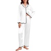 Ekouaer Womens Silk Pajama Set Long Sleeve Button Down Ruffle Satin PJs(White)