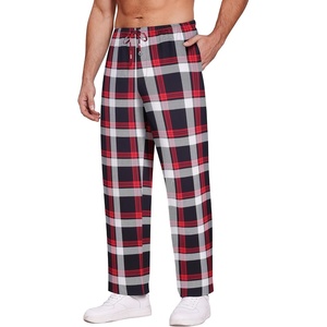 Ekouaer Men’s Pajama Pants Plaid Lounge Pants Soft Pj Bottoms with Pockets(Red and White Plaid)