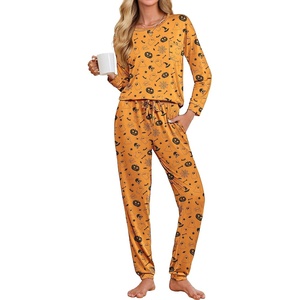 Ekouaer Womens Pajama Sets Long Sleeve Pjs Lounge Sets Joggers with Pockets(Halloween)