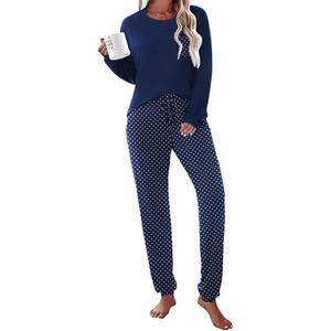 Ekouaer Womens Pajama Sets Long Sleeve Pjs Lounge Sets Joggers with Pockets(Polka Dots)