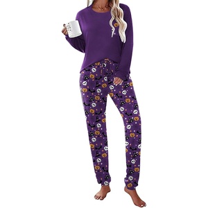 Ekouaer Womens Pajama Sets Long Sleeve Pjs Lounge Sets Joggers with Pockets(Purple Pumpkin)