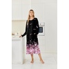 Ekouaer 2 Pack Long Nightgowns for Women Long Sleeve Nightgown with Pocket(Black+black Pink Flower)