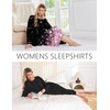 Ekouaer 2 Pack Long Nightgowns for Women Long Sleeve Nightgown with Pocket(Black+black Pink Flower)