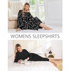 Ekouaer 2 Pack Long Nightgowns for Women Long Sleeve Nightgown with Pocket(Black+black White Flower)