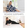 Ekouaer 2 Pack Long Nightgowns for Women Long Sleeve Nightgown with Pocket(Black+blue Pink Flower)