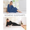 Ekouaer 2 Pack Long Nightgowns for Women Long Sleeve Nightgown with Pocket(Black+navy)