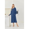 Ekouaer 2 Pack Long Nightgowns for Women Long Sleeve Nightgown with Pocket(Black+navy)
