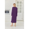 Ekouaer 2 Pack Long Nightgowns for Women Long Sleeve Nightgown with Pocket(Black+purple)