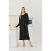 Ekouaer 2 Pack Long Nightgowns for Women Long Sleeve Nightgown with Pocket(Black+purple)