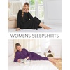 Ekouaer 2 Pack Long Nightgowns for Women Long Sleeve Nightgown with Pocket(Black+purple)