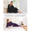 Ekouaer 2 Pack Long Nightgowns for Women Long Sleeve Nightgown with Pocket(Black+purple Flower)