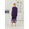 Ekouaer 2 Pack Long Nightgowns for Women Long Sleeve Nightgown with Pocket(Black+purple Flower)