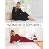 Ekouaer 2 Pack Long Nightgowns for Women Long Sleeve Nightgown with Pocket(Black+wine Red)