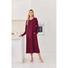 Ekouaer 2 Pack Long Nightgowns for Women Long Sleeve Nightgown with Pocket(Wine Red+christmas Reindeer)