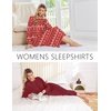 Ekouaer 2 Pack Long Nightgowns for Women Long Sleeve Nightgown with Pocket(Wine Red+christmas Reindeer)