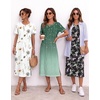 Ekouaer 3 Pack Long Nightgowns for Women Split Hem Sleepshirt(Black Floral/Green Vine/White Floral)
