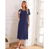 Ekouaer 3 Pack Long Nightgowns for Women Split Hem Sleepshirt(Black/Grey/Blue)