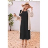 Ekouaer 3 Pack Long Nightgowns for Women Split Hem Sleepshirt(Black/Grey/Blue)