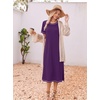 Ekouaer 3 Pack Long Nightgowns for Women Split Hem Sleepshirt(Black/Grey/Purple)