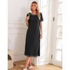 Ekouaer 3 Pack Long Nightgowns for Women Split Hem Sleepshirt(Black/Grey/Purple)