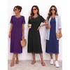 Ekouaer 3 Pack Long Nightgowns for Women Split Hem Sleepshirt(Black/Grey/Purple)