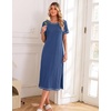 Ekouaer 3 Pack Long Nightgowns for Women Split Hem Sleepshirt(Black/Wine Red/Navy Blue)