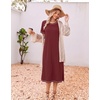 Ekouaer 3 Pack Long Nightgowns for Women Split Hem Sleepshirt(Black/Wine Red/Navy Blue)
